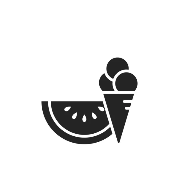 Значок Морозива Кавуна Символ Літнього Десерту Ізольоване Векторне Зображення Простому — стоковий вектор