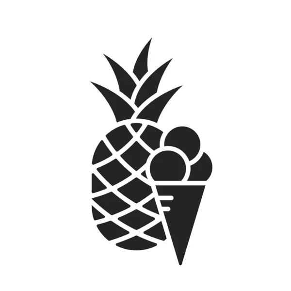 Glace Icône Ananas Symbole Dessert Été Image Vectorielle Isolée Dans — Image vectorielle