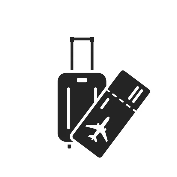 Flight Ticket Travel Bag Vacation Trip Symbol Isolated Vector Image — Stock Vector