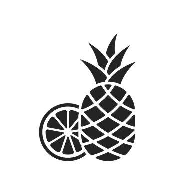 Ananas ve turunçgil dilimi. Tropik meyve sembolü. basit biçimdeki izole vektör resmi