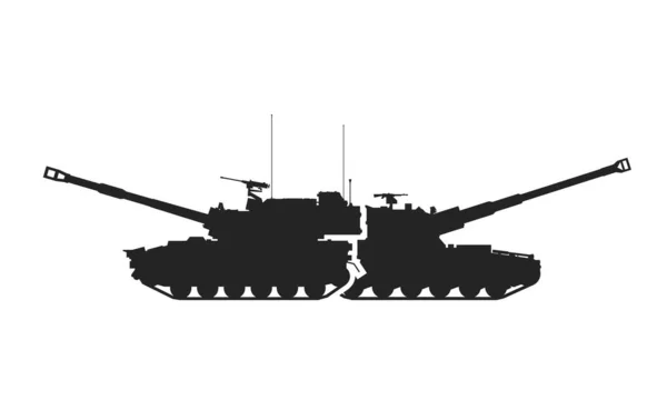 Icône Véhicule Artillerie Deux Obusiers Automoteurs Images Vectorielles Isolées Pour — Image vectorielle