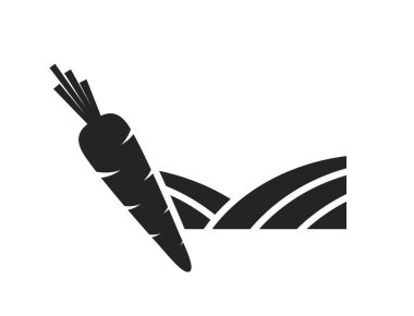 Havuç tarlası ikonu. sebze yetiştiriciliği ve hasat sembolü. basit biçimdeki izole vektör resmi