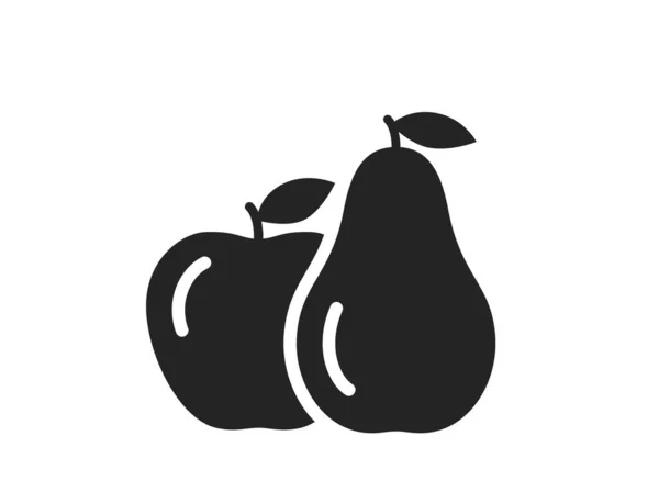 Ikona Jablka Hrušky Symbol Sklizně Ovoce Izolovaný Vektorový Obrázek Jednoduchým — Stockový vektor