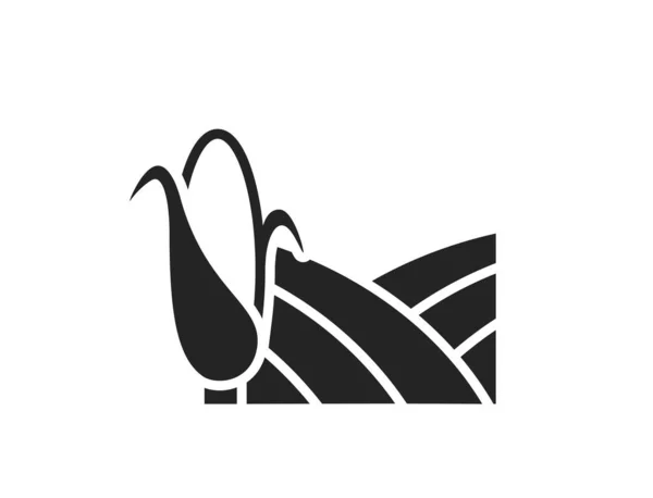 トウモロコシ畑のアイコン 農業農業農業と収穫の象徴です 単純な形で分離されたベクトル画像 — ストックベクタ
