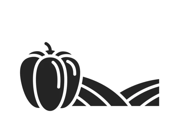 Paprikafeld Gemüseanbau Landwirtschaft Und Ernte Symbol Isoliertes Vektorbild Einfachen Stil — Stockvektor