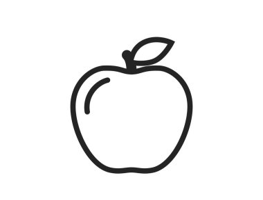 Elma çizgisi simgesi. tarım, çiftlik, tarım ve hasat sembolü. Doğal organik meyve. izole vektör resmi