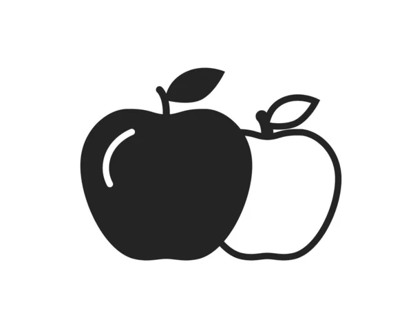 Dvě Ikony Jablek Symbol Ovoce Zahradničení Sklizně Izolovaný Vektorový Obrázek — Stockový vektor