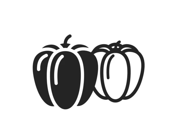 Paprika Ikone Symbol Für Ökologischen Gemüseanbau Und Biologische Landwirtschaft Isoliertes — Stockvektor