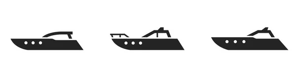 スピードボートのアイコンセット 海の旅のためのモーターボート 水輸送記号 孤立したベクトル画像を — ストックベクタ