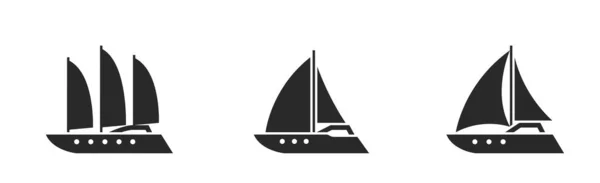 Набор Икон Парусной Яхты Парусные Суда Символ Морского Путешествия Изолированные — стоковый вектор