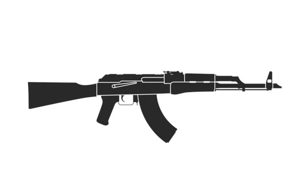 Kalaschnikow Sturmgewehr Schusswaffe Armee Und Waffensymbol Isoliertes Vektorbild Für Militärische — Stockvektor