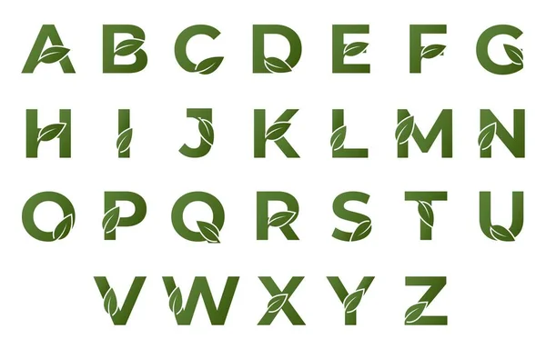 Carta Inicial Com Conjunto Folhas Projeto Alfabeto Eco Imagem Vetorial — Vetor de Stock