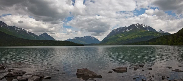 Johnson Pass from Upper Trail Lake Panorama — Stock Photo, Image