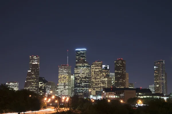 Houston manzarası, gece — Stok fotoğraf