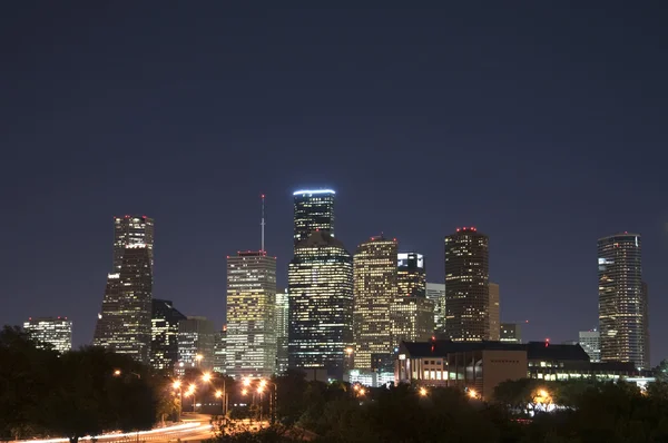 Houston Skyline à noite — Fotografia de Stock