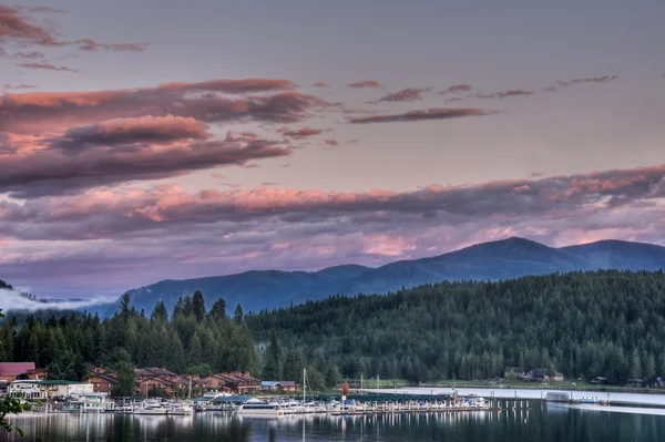 Jezero pend oreille západ slunce, východ naděje, idaho — Stock fotografie