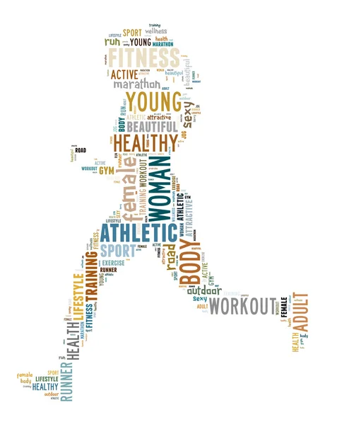 Woman running info-text graphic — Stock fotografie