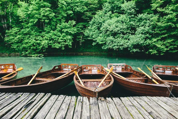 Vackra klarblå sjön och små vattenfall i plitvice — Stockfoto