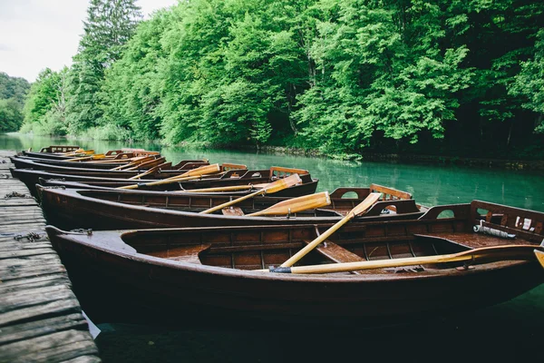 Wooden boats for hire — Stock Photo, Image