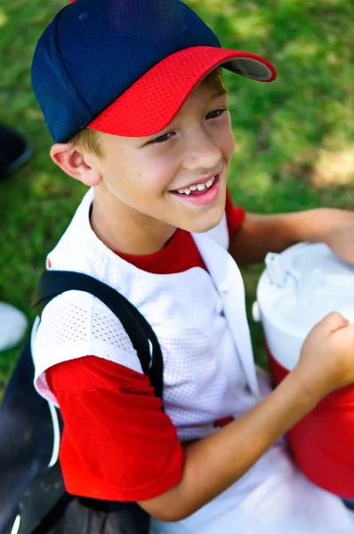 Beisebol-jogador-up-close-smile — Fotografia de Stock