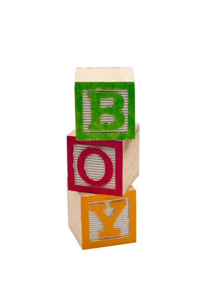 Blokken die het woord jongen zeggen. — Stockfoto