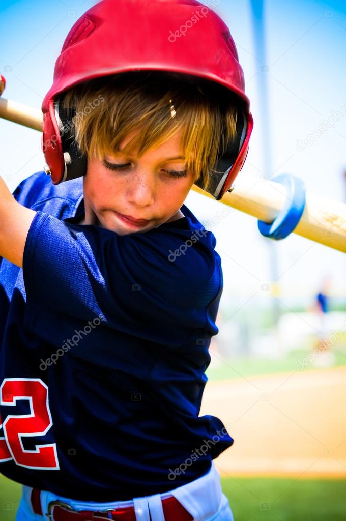Youth baseball player on deck