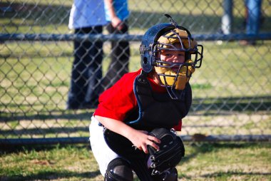 Little baseball catcher clipart