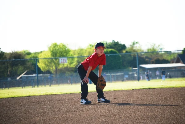 Jogador de beisebol em posição pronta — Fotografia de Stock