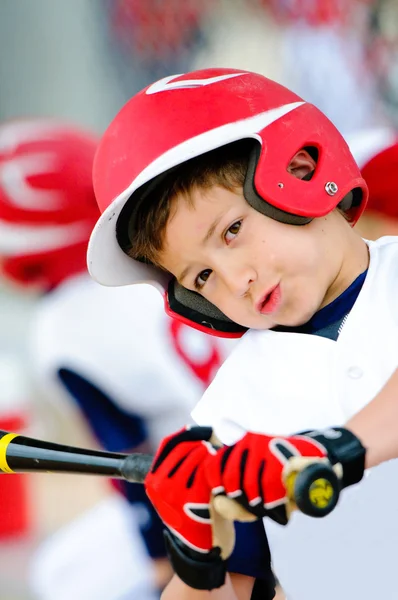 Little league baseball batter up-close — Stock Photo, Image