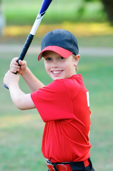Malá liga baseballu chlapec portrét — Stock fotografie