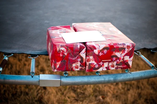 Gifts on a trampoline — Stock Photo, Image