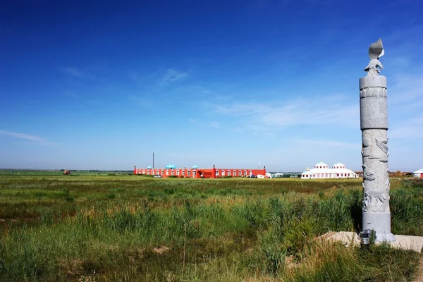 Landscape of road in the grassland at summer — Stock Photo, Image