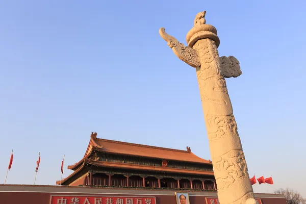 Tiananmen and marble pillar of china — Stock Photo, Image