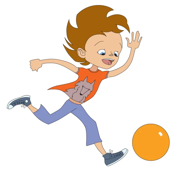 Мальчик бежит за мячом — стоковый вектор