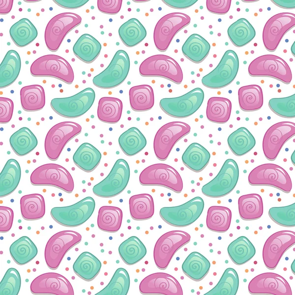 Seamless pattern with candy and confetti — Stock Vector