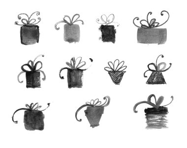 elle çizilmiş suluboya hediye seti.