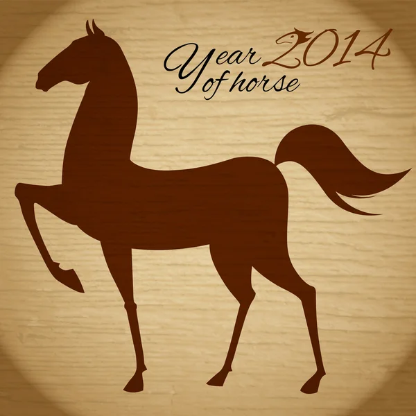 Kartka pocztowa na 2014 rok konia. — Wektor stockowy