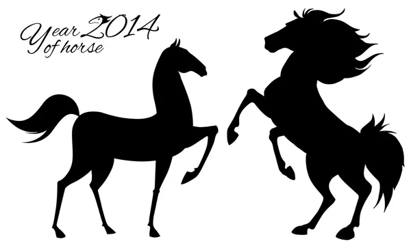 Kartka pocztowa na 2014 rok konia. — Wektor stockowy