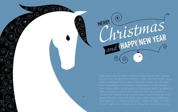 Tarjeta postal para el año 2014 del Caballo . — Vector de stock