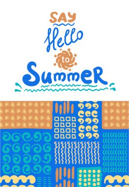 Yaz kartı. seamless modeli. elle çizilmiş doodles