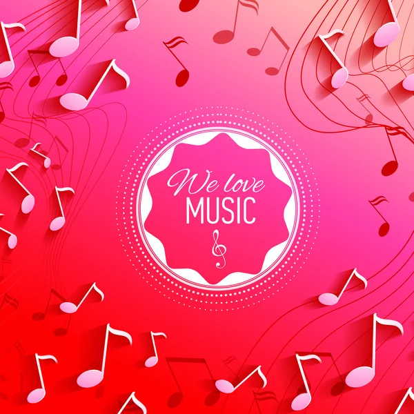 Vector background with music notes and key — Stock Vector