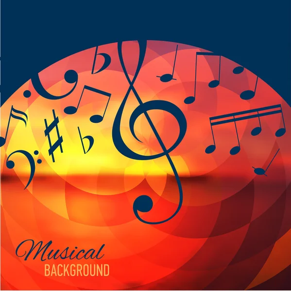 Geometrical background with music notes and key. — Stock Vector