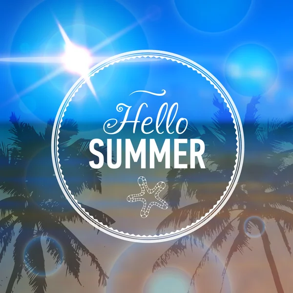 Cartão de verão com fundo à beira-mar —  Vetores de Stock