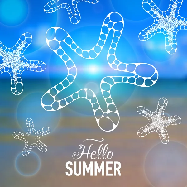 Carte d'été avec fond de coucher de soleil — Image vectorielle