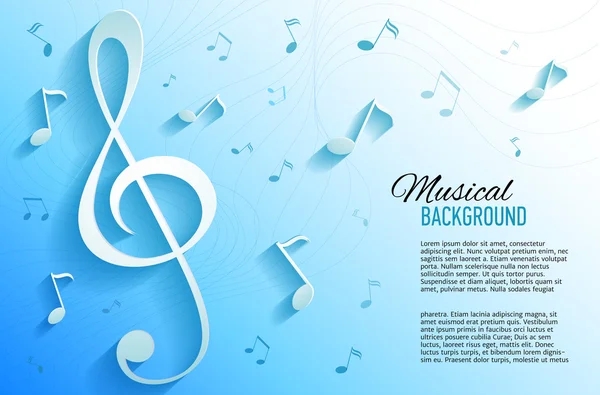 Fondo vectorial con notas musicales y tecla — Vector de stock