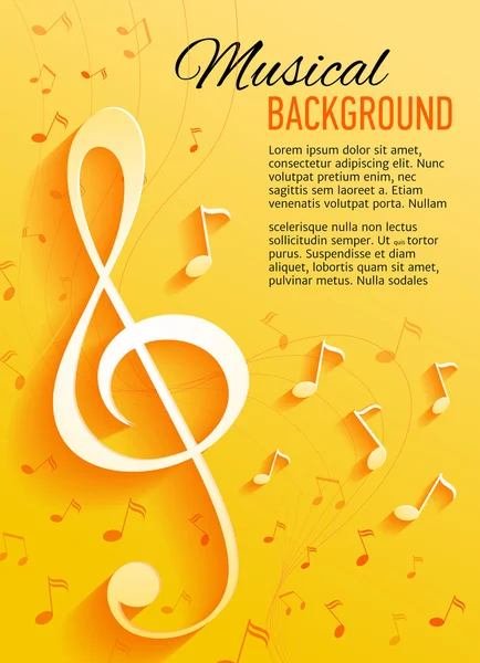 Vector background with music notes and key — Stock Vector