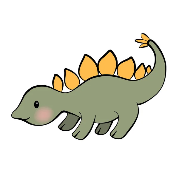 Дитячий динозавр Векторні ілюстрації. Милий стегозавр мультфільм ізольований. Веселий вектор тварин динозаврів. Щасливий барвистий персонаж мультфільму вектор — стоковий вектор
