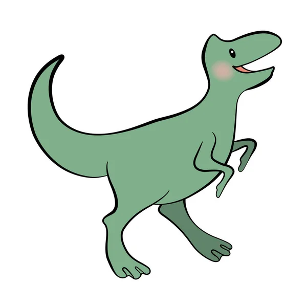 Baby dinosaurie vektor illustration. Söt tyrannosaurie tecknad isolerad. Kul dinosaurie djur vektor. Glad färgglada tecknad karaktär vektor — Stock vektor