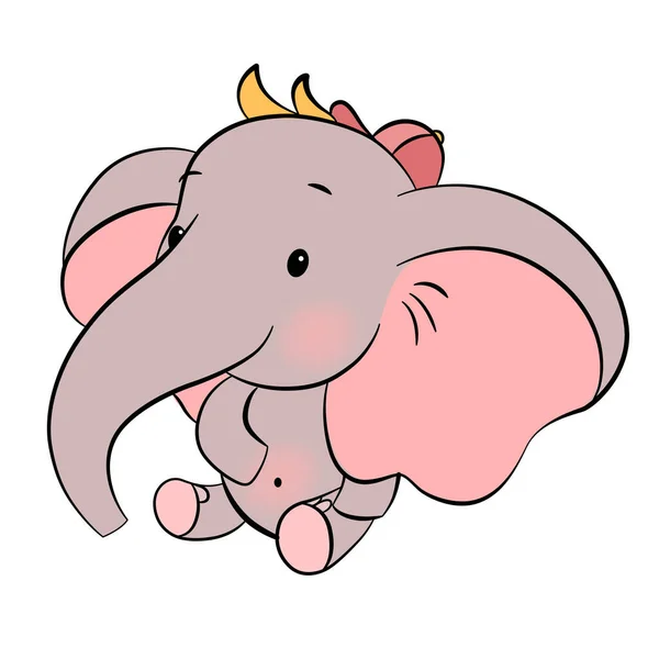 Elefante bonito em estilo chibi. Kawaii pouco elefante para crianças layouts de design. Elemento de design. Vetor — Vetor de Stock