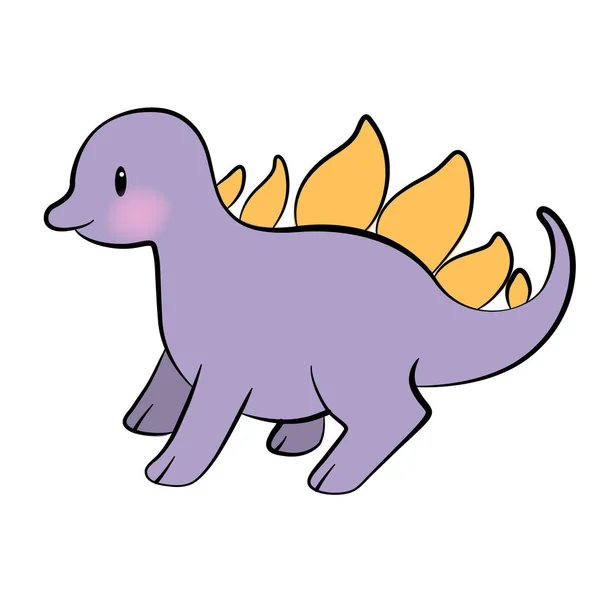 Baby dinosaurie vektor illustration. Söt stegosaurus tecknad isolerad. Kul dinosaurie djur vektor. Glad färgglada tecknad karaktär vektor — Stock vektor